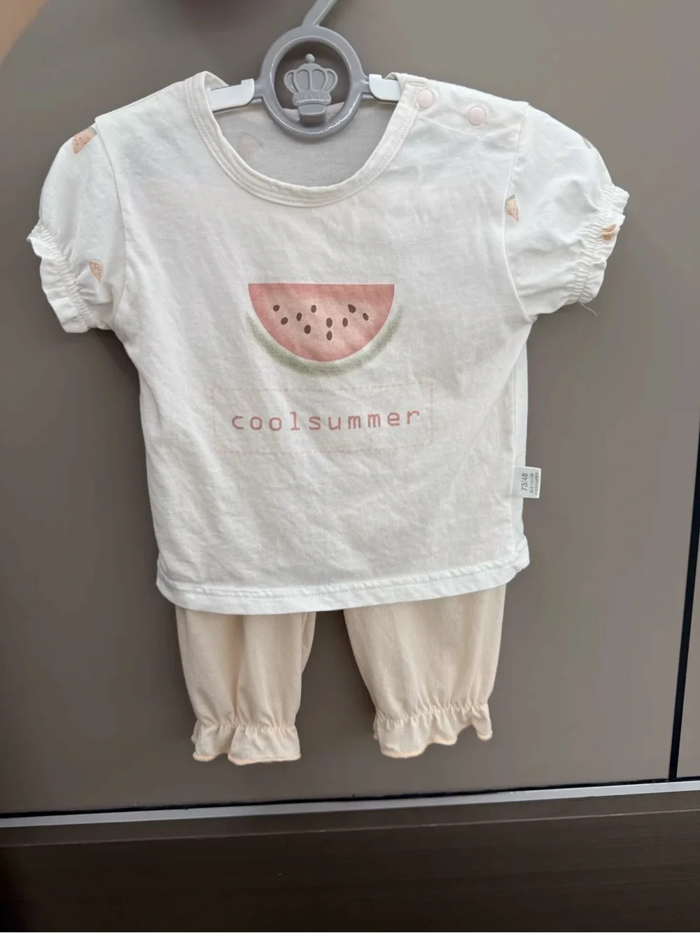 Baby Two-Piece 'coolsummer' Watermelon Tee & Shorts Set - White & Soft Pink